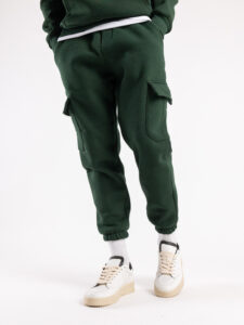 Completo tuta felpato con felpa cappuccio + pantalone con tasconi KANYE Dark Green4