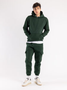 Completo tuta felpato con felpa cappuccio + pantalone con tasconi KANYE Dark Green6