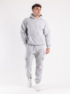 Completo tuta felpato con felpa cappuccio + pantalone con tasconi KANYE Grigio Nike1