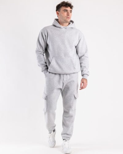 Completo tuta felpato con felpa cappuccio pantalone con tasconi KANYE Grigio Nike1 Saldi