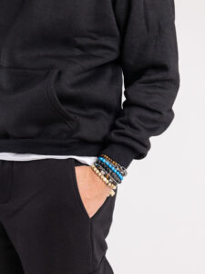 Completo tuta felpato con felpa cappuccio + pantalone con tasconi KANYE Nero3