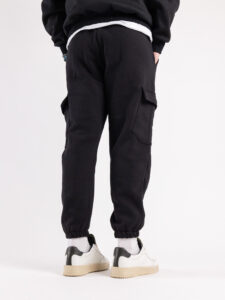 Completo tuta felpato con felpa cappuccio + pantalone con tasconi KANYE Nero7