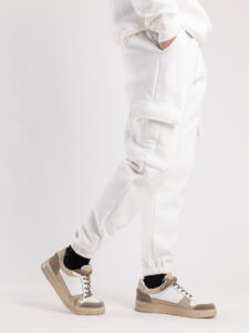 Completo tuta felpato con felpa cappuccio + pantalone con tasconi KANYE Panna9