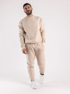 Completo tuta felpato con felpa girocollo + pantalone con polsini DRAKE inv Beige (4)