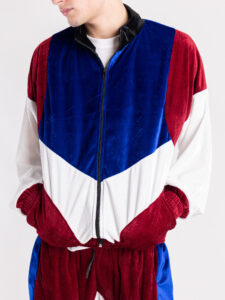 Completo tuta in ciniglia con felpa zip + pantalone con polsini 636 Blu4