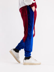 Completo tuta in ciniglia con felpa zip + pantalone con polsini 636 Blu7