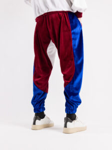 Completo tuta in ciniglia con felpa zip + pantalone con polsini 636 Blu8