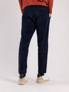 ESTASI Pantalone comodissimo in velluto a costine con pinces ed elastico in vita ZIDANE Blu (3)