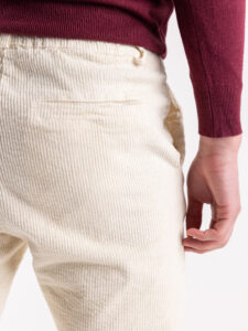 ESTASI Pantalone comodissimo in velluto a costine con pinces ed elastico in vita ZIDANE Panna (1)
