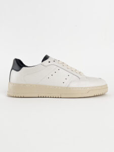 ESTASI Sneakers basica in pelle con talloniera a contrasto Made In Italy ALBERTO Bianca-Nera1