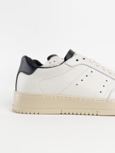 ESTASI Sneakers basica in pelle con talloniera a contrasto Made In Italy ALBERTO Bianca-Nera4