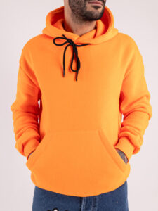 Felpa con cappuccio LUIS400 Arancio fluo (1)