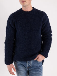 GIANNI LUPO Maglione misto lana rasato BW956 Navy1