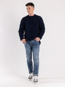 GIANNI LUPO Maglione misto lana rasato BW956 Navy3