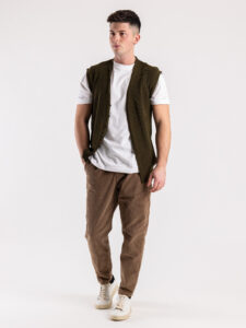 Gilet sciallato in maglia con bottoni SER834 Verde1