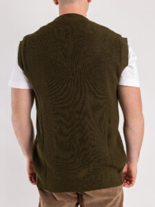 Gilet sciallato in maglia con bottoni SER834 Verde6