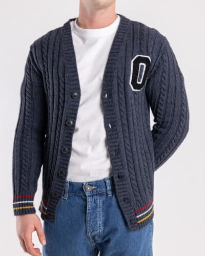 IMPERIAL Cardigan in maglia stile college con patch M553U337 Denim 4 Saldi