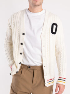 IMPERIAL Cardigan in maglia stile college con patch M553U337 Off White (1)