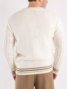 IMPERIAL Cardigan in maglia stile college con patch M553U337 Off White (3)