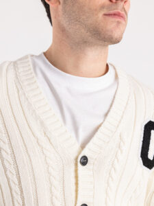 IMPERIAL Cardigan in maglia stile college con patch M553U337 Off White (4)