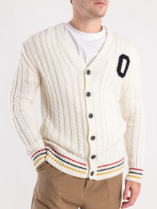 IMPERIAL Cardigan in maglia stile college con patch M553U337 Off White (8)