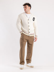 IMPERIAL Cardigan in maglia stile college con patch M553U337 Off White (9)