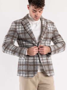 IMPERIAL Giacca monopetto in misto lana a quadri J6405B1171 Grigio2