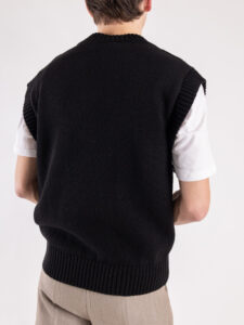 IMPERIAL Gilet in maglia con trecce e scollo a V M3614SALL Nero (1)
