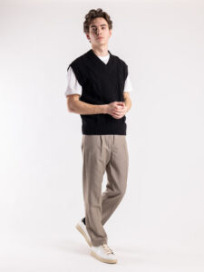 IMPERIAL Gilet in maglia con trecce e scollo a V M3614SALL Nero (2)