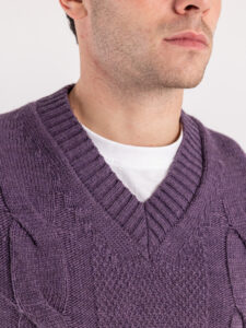 IMPERIAL Gilet in maglia con trecce e scollo a V M3614SALL Viola (3)