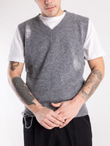 IMPERIAL Gilet in misto lana con strappi M63723SVS5 Grigio (5)