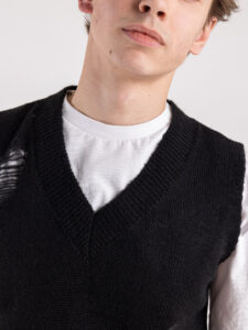IMPERIAL Gilet in misto lana con strappi M63723SVS5 Nero (4)