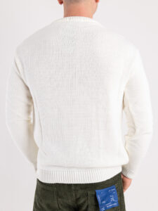 IMPERIAL Maglione girocollo misto lana con trecce centrali M814123654 Panna (1)