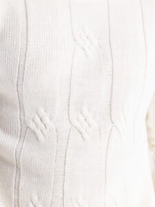 IMPERIAL Maglione girocollo misto lana con trecce centrali M814123654 Panna (6)