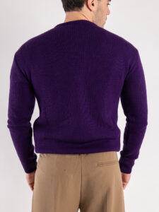 IMPERIAL Maglione girocollo misto lana con trecce centrali M814123654 Viola (2)