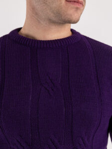 IMPERIAL Maglione girocollo misto lana con trecce centrali M814123654 Viola (5)