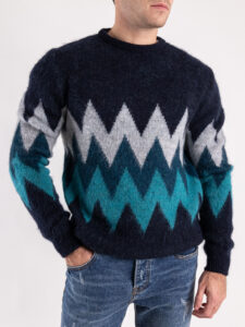 IMPERIAL Maglione misto lana con greche a contrasto M64071K200 Blu5