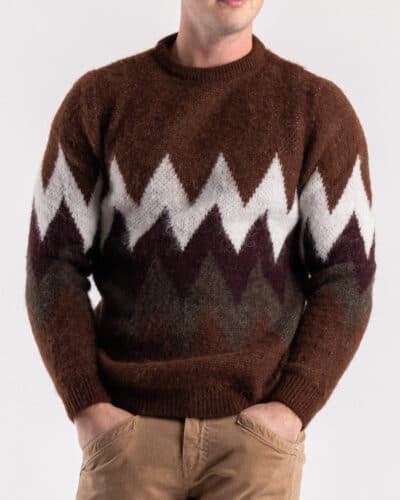 IMPERIAL Maglione misto lana con greche a contrasto M64071K200 Moro