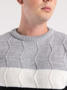IMPERIAL Maglione misto lana tricolore con greche M814123671 NeroGrigioBianco (2)