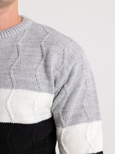 IMPERIAL Maglione misto lana tricolore con greche M814123671 NeroGrigioBianco (3)