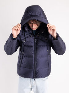 IMPERIAL Piumino termino con collo alto e cappuccio staccabile I750222122 Blu3