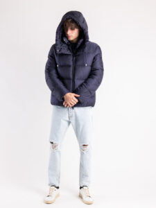 IMPERIAL Piumino termino con collo alto e cappuccio staccabile I750222122 Blu4