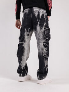 Jeans baggy tie dye grigio e nero con tasconi BICE (10)