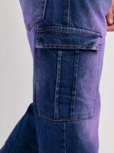 Jeans baggy viola sfumato con tasconi e gamba morbida TASTANGO (2)