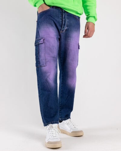 Jeans baggy viola sfumato con tasconi e gamba morbida TASTANGO 4 Saldi