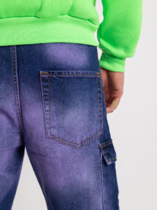 Jeans baggy viola sfumato con tasconi e gamba morbida TASTANGO (5)