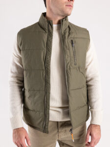 ONLY&SONS Giubbino smanicato trapuntato con zip e tasca frontale JAKE Olive Night3