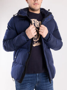 OVER-D Giubbino invernale corto con zip e cappuccio J06 Blu (3)