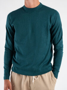 OVER-D Maglione girocollo basico M01 Verde Bottiglia (1)