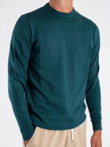OVER-D Maglione girocollo basico M01 Verde Bottiglia (3)